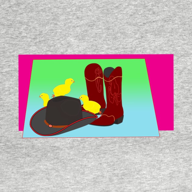 Cowboy boots, hat and chicken by momomoma